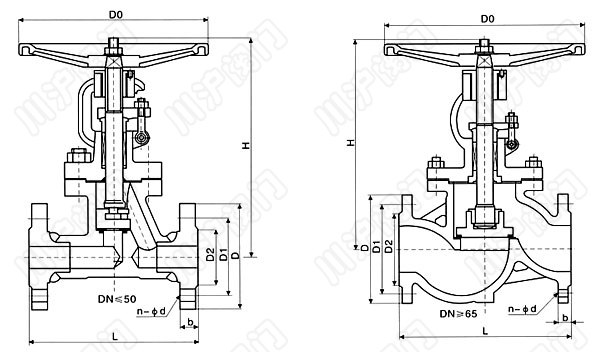 J41H、J41Y、J41W 國(guó)標(biāo)截止閥 結(jié)構(gòu)圖