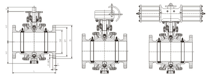 大通徑氣動固定球閥結(jié)構(gòu)圖